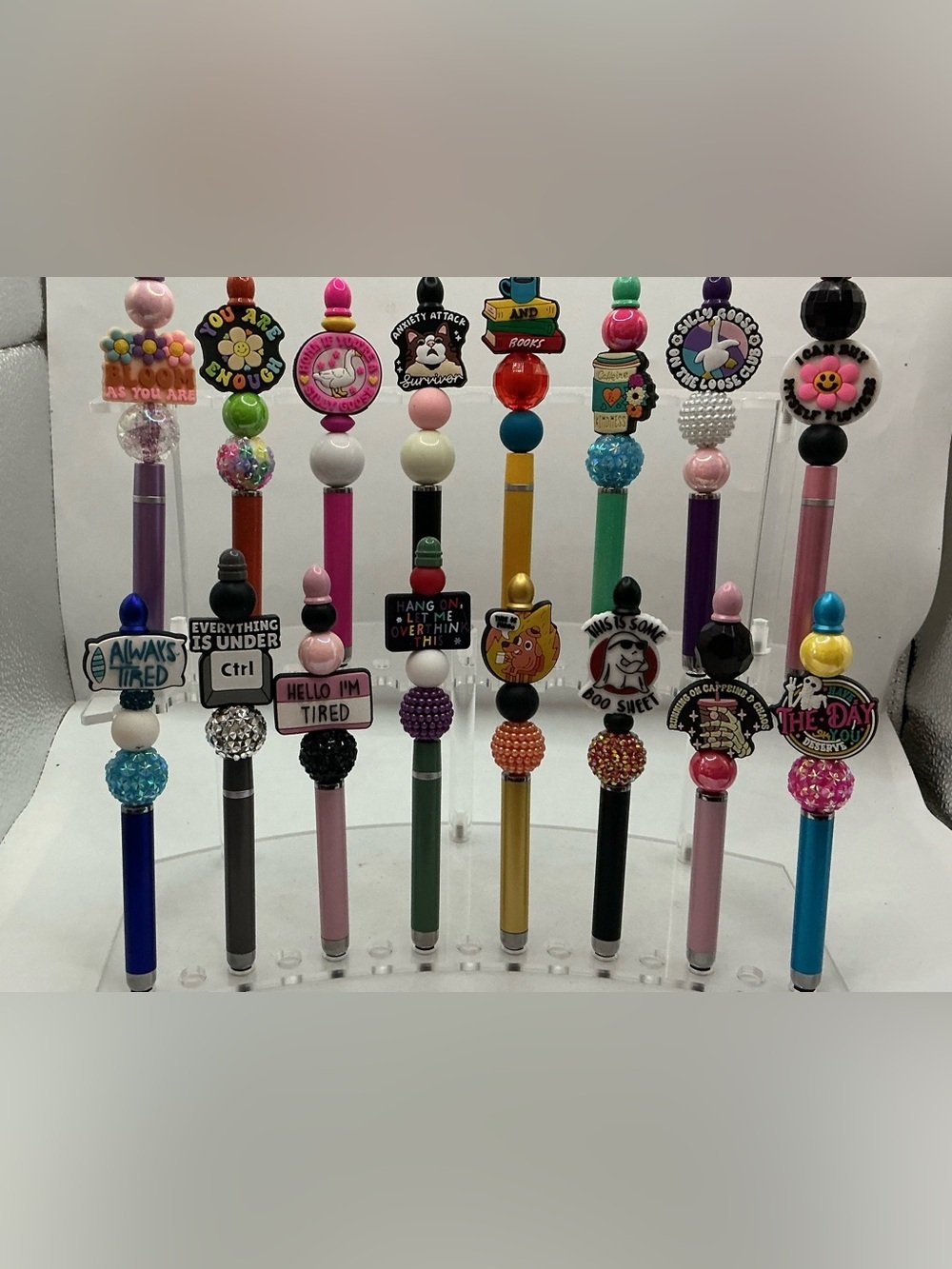 10 STYLUSES STYLUS HANDMADE BEADED DECORATIVE BLINGY CAN CUSTOM - Picture 2 of 3